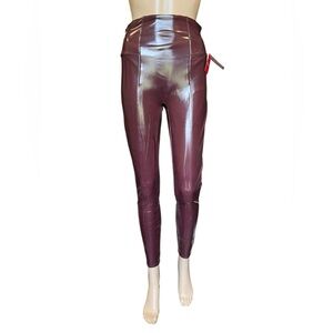 SPANX Faux Patent Leather Liquid Gloss Womens Leggings Pants Ruby Size Medium